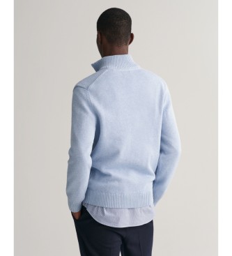 Gant Maglione casual blu in cotone con mezza zip