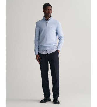 Gant Maglione casual blu in cotone con mezza zip