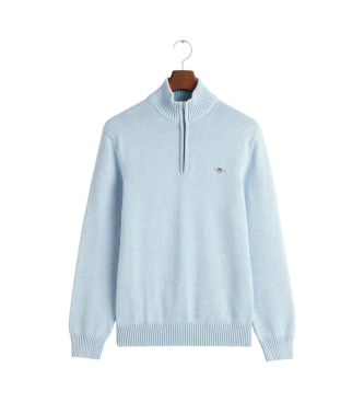 Gant Maglione casual blu in cotone con mezza zip