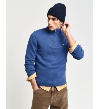 Gant Pull en coton semi-zipp Bleu dcontract