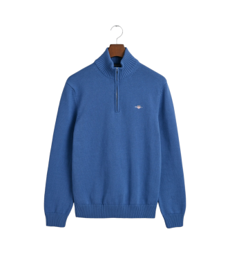 Gant Pull en coton semi-zipp Bleu dcontract