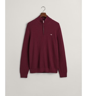 Gant Cotton half-zip jumper Textured burgundy