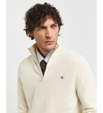 Gant Jersey de algodn con media cremallera y textura beige