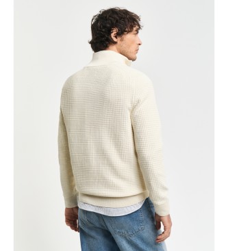 Gant Jersey de algodn con media cremallera y textura beige