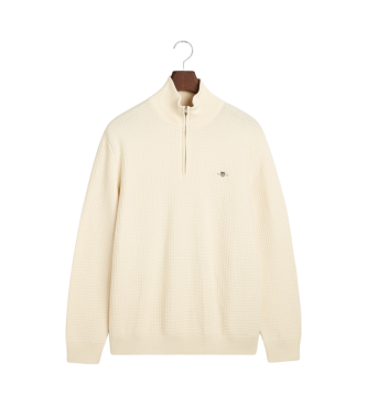 Gant Jersey de algodn con media cremallera y textura beige