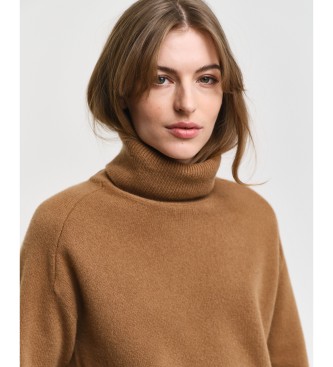 Gant Brown herringbone jumper with gooseneck detail