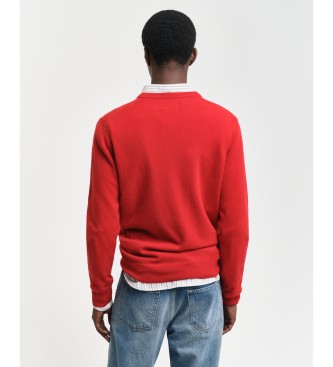 Gant V-neck jumper in very fine sheep's wool red