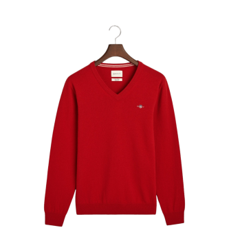 Gant V-neck jumper in very fine sheep's wool red