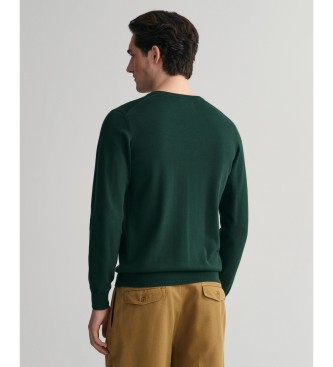 Gant Classic Green Cotton V-neck V-neck Pullover