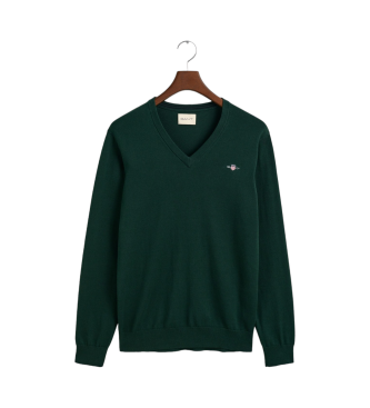 Gant Classic Green Cotton V-neck V-neck Pullover