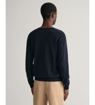 Gant Pullover mit V-Ausschnitt aus klassischer navyfarbener Baumwolle