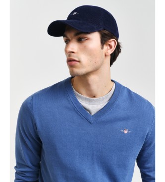 Gant Pullover mit V-Ausschnitt aus klassisch blauer Baumwolle