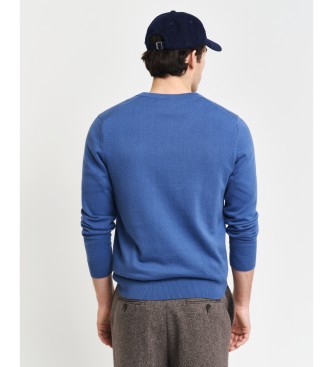 Gant Pullover mit V-Ausschnitt aus klassisch blauer Baumwolle