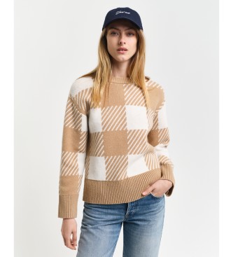 Gant Large Square Neck Round Neck Sweater beige