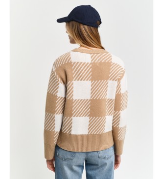 Gant Stor sweater med firkantet hals og rund hals beige