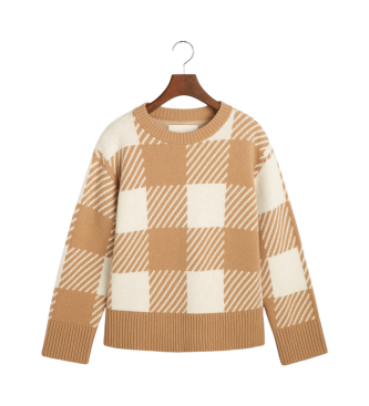 Gant Stor sweater med firkantet hals og rund hals beige