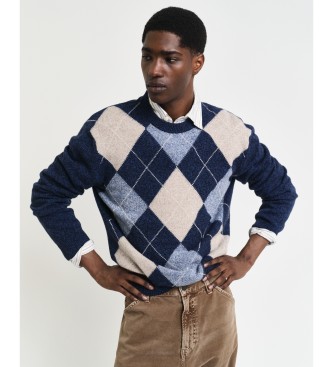 Gant Argyle crew neck jumper blue