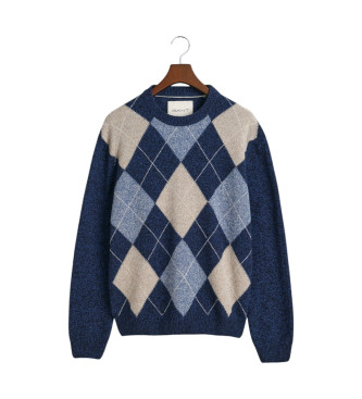 Gant Argyle Pullover mit Rundhalsausschnitt blau