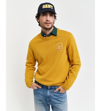 Gant Camisola de gola redonda com emblema amarelo