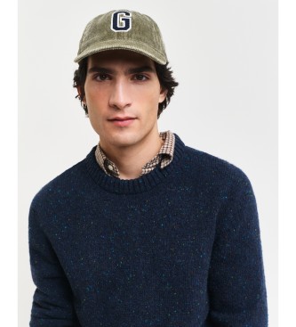 Gant Round Neck Pullover With Navy Wool Nepps