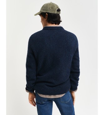 Gant Rundhalsausschnitt Pullover mit Navy Wolle Nepps