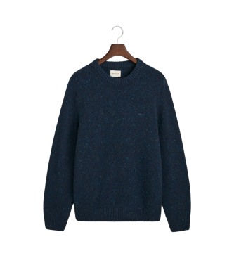 Gant Pullover med rund hals och Nepps i marin ull