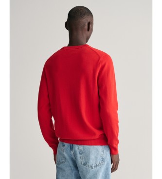 Gant Klassischer roter Baumwollpullover mit Rundhalsausschnitt