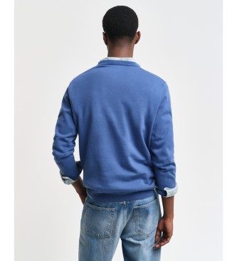 Gant Pull classique en coton bleu  col ras du cou