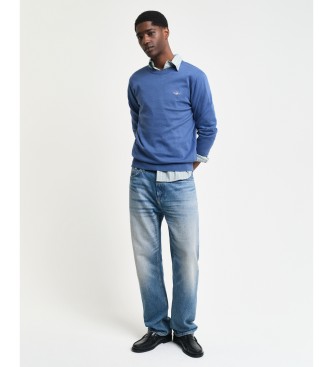 Gant Maglione girocollo classico in cotone blu