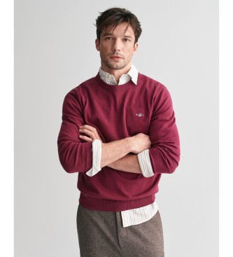 Gant Pull classique en coton marron  col ras du cou