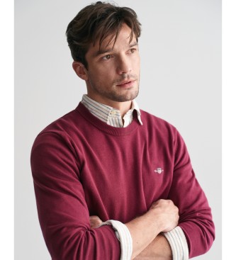 Gant Pull classique en coton marron  col ras du cou