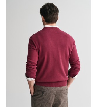 Gant Classic maroon cotton crew neck jumper