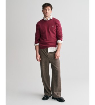 Gant Pull classique en coton marron  col ras du cou