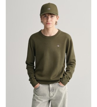 Gant Shield Teens - Pull classique en coton  col ras du cou - vert