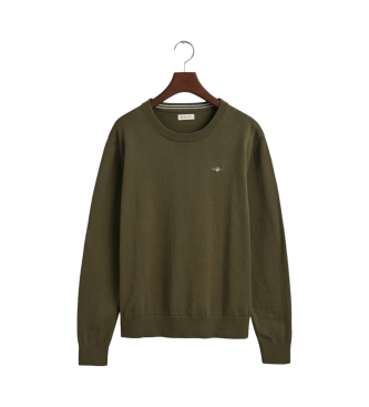 Gant Shield Teens - Pull classique en coton  col ras du cou - vert