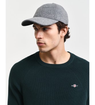 Gant Wool and cotton ribbed crew neck pullover green