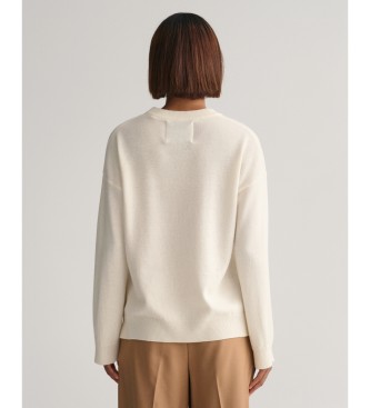 Gant Pull  col rond en laine de mouton beige trs fine