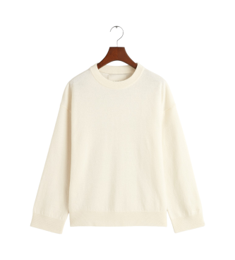 Gant Pull  col rond en laine de mouton beige trs fine