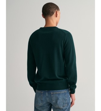 Gant Jersey de cuello redondo en lana de oveja muy fina verde