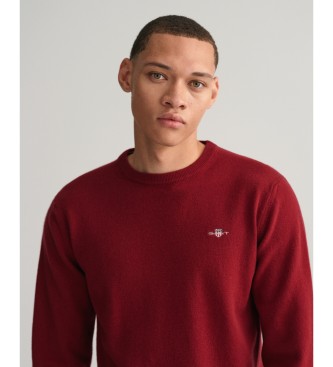 Gant Round-necked jumper in maroon fine wool