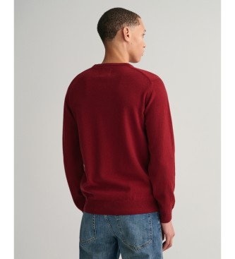 Gant Round-necked jumper in maroon fine wool