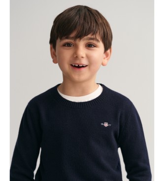 Gant Maglione girocollo in shearling per bambini con scudo blu scuro