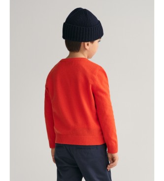 Gant Ovčja volna, pulover s posadko pri vratu Shield Kids rdeča