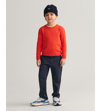 Gant Ovčja volna, pulover s posadko pri vratu Shield Kids rdeča