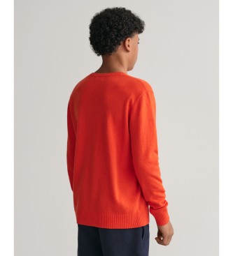 Gant Ovčja volna pulover z vratom Shield Teens rdeča