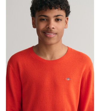 Gant Ovčja volna pulover z vratom Shield Teens rdeča