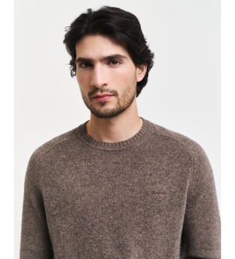 Gant Brauner Pullover mit Rundhalsausschnitt aus Wollmischung