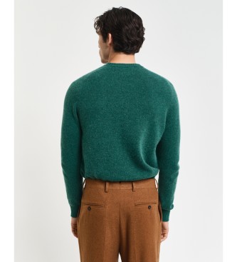 Gant Jersey de cuello redondo en mezcla de lana verde