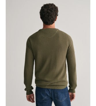 Gant Maglia girocollo in piquet di cotone verde