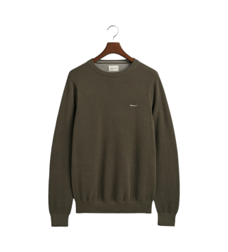 Gant Crewneck jumper in green cotton piqu